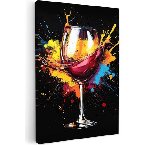 CUADRO EN LIENZO Vino - Copa - Graffiti - Bebida - Tinto - Pintura Decoracion Pared Salon 20x30 cm