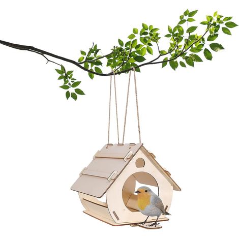 Maison D'oiseaux, Cabane en Bois pour Oiseaux, Mini Nichoir, Abri pour Vos Amis à Plumes, 16 x 10 x 13cm (Assemblage Requis)