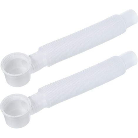 Tuyau D'évacuation - ABS Flexible Extensible 28-75 Cm - Pour Baignoire Douche Lavabo - Blanc - Lot De 2 (1/4)