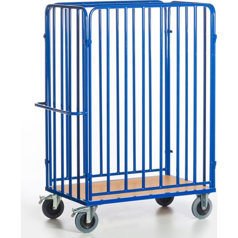 Rollcart Paketwagen 1880mm hoch 4 Wände offen mit Ladefläche im Buchendekor 1200x740mm