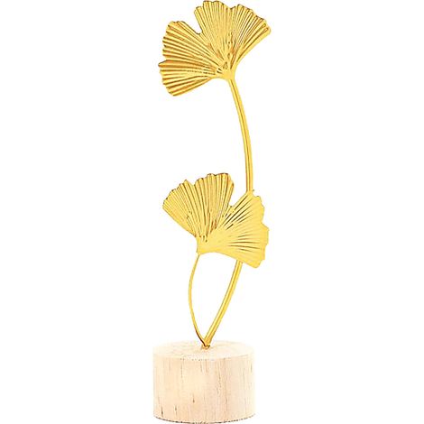 Ornement En Fer - Feuille De Ginkgo - Doré - Décoration De Bureau Et Intérieur - 1 Pièce (1/4)