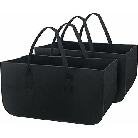 Panier à bois en feutre pour usage intérieur, grand sac respirant avec poignées, idéal pour stocker le bois de chauffage.