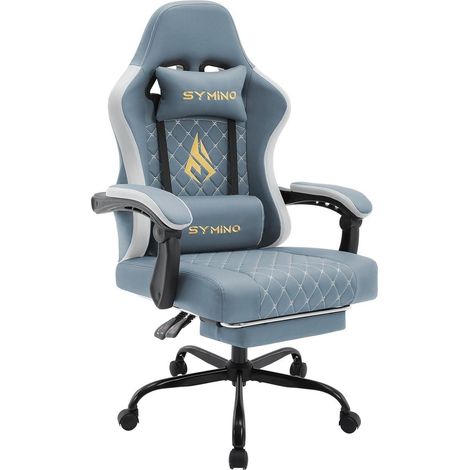 Symino Gaming Stuhl Racing Gamer Sessel Lendenwirbelstütze Fußstütze Vintage (1/5)