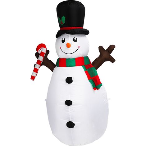 Bonhomme de neige gonflable de 1,6 m avec effets lumineux, décoration extérieure gonflable 220-240 V pour jardin et pelouse. (1/5)