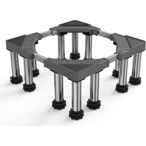 Support de Machine à Laver Base Socle Anti-vibration 12 Pieds plus Stables pour Machine à laver, Sèche-linge, Frigo Réglable (43.5-63cm,18–20 cm) (1/5)