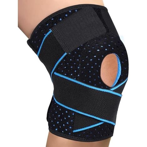 Verstellbare Kniescheibenbandage, Sport-Kniebandage mit Stabilisatoren und Gelpolstern, Kniebandage für Basketball und Laufen (1/4)