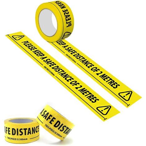2 Rollen Klebeband zur Einhaltung des Mindestabstands, Warnband, Sicherheitsmarkierungsband, Bodenmarkierungsband – 48 mm x 33 m (1/5)