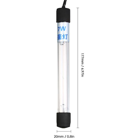 Lampe de stérilisation à lumière UV 7W, stérilisateur Submersible à ultraviolets, désinfection de l'eau pour Aquarium, réservoir de poissons, étang, AC220-240V (1/5)