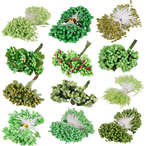 Ensemble Fleurs Artificielles Mixtes Mousse Verte Pour Bricolage Mariage Décoration Maison Lot De 13 Pièces (1/5)