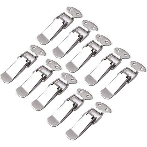 10 piezas de pestillos de palanca de resorte de acero inoxidable para cajones, ideales para cajas de herramientas, maletas y cofres. (1/5)