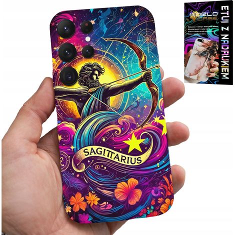 Custodia per Samsung Galaxy S22 Ultra - segno zodiacale, Sagittario, retro con astronomia (1/5)