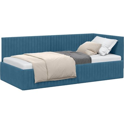 Maison Exclusive - Cornice del letto ad angolo Blu 90 cm x 200 cm Velluto (1/5)