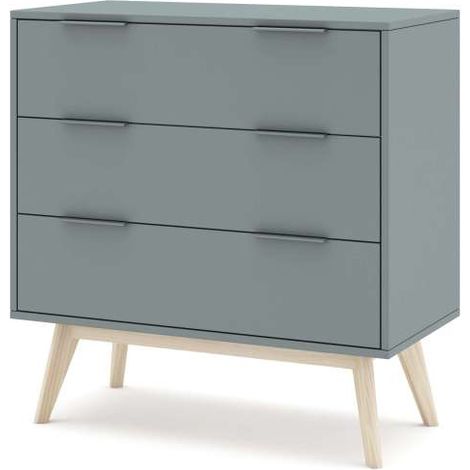 Cómoda para dormitorio modelo Nicolás 3 cajones acabado verde kaki/cera blanca, 80cm(ancho) 83cm(alto) 40cm (fondo). (1/4)