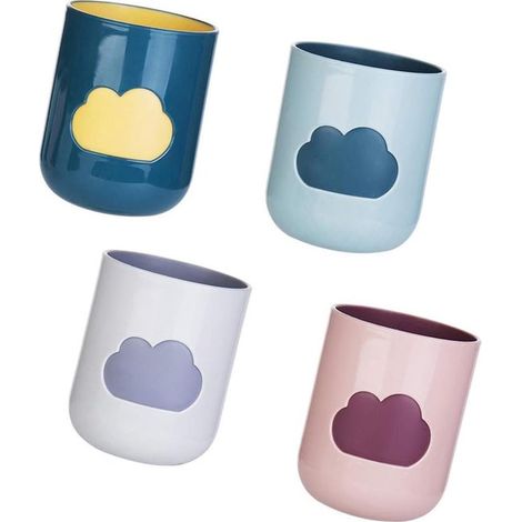 Vaso para cepillo de dientes，4 vasos para cepillo de dientes Cloud，vasos de plástico reutilizables de 300 ml，taza para dientes para mujeres