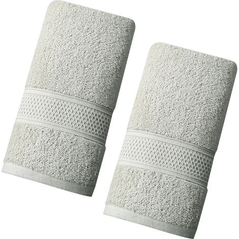 Gants de toilette pour salle de bain - Ensemble hôtel - Serviettes visage ultra-absorbantes - Lot de 2 - 4080cm (Gris) (1/5)