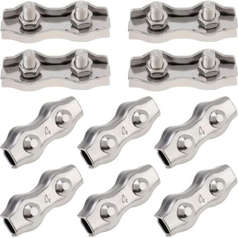 Paquete de 10 bridas para cables M4 Duplex de 2 postes, fabricadas en acero inoxidable 304 para bridas de doble perno de 0,3 cm de diámetro. (1/5)