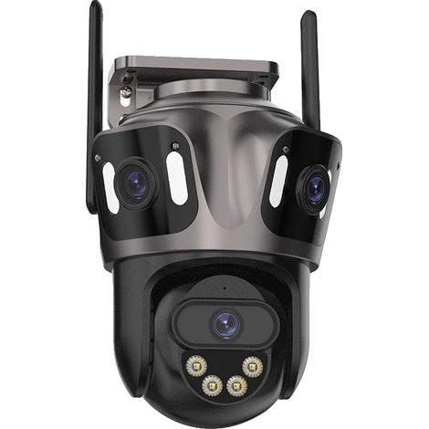 Cámara de seguridad, triple lente, seguimiento inteligente, 6K con tarjeta de 64 GB, enchufe europeo. (1/2)