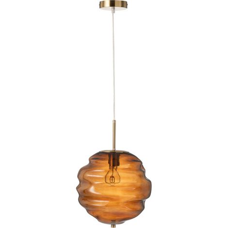 Lampe Suspension en Verre "Ruche" 34cm Marron (1/4)