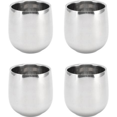 4 Tasses à Café en Acier Inoxydable Double Paroi Isolation Thermo 200ML Anti-Brûlure (1/5)