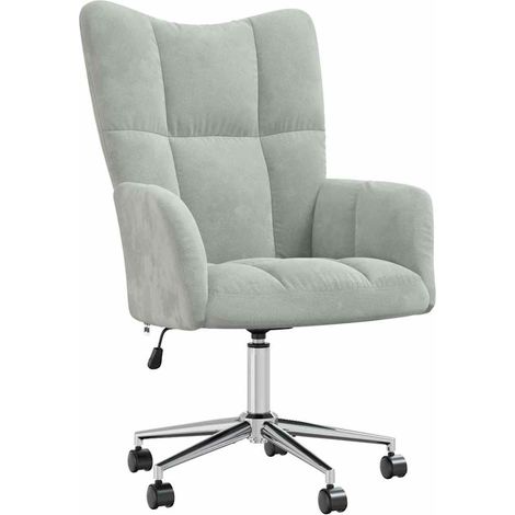 Relaxstuhl Mit Rad Hellgrau 62 x 68,5 x 105 cm Samt vidaXL