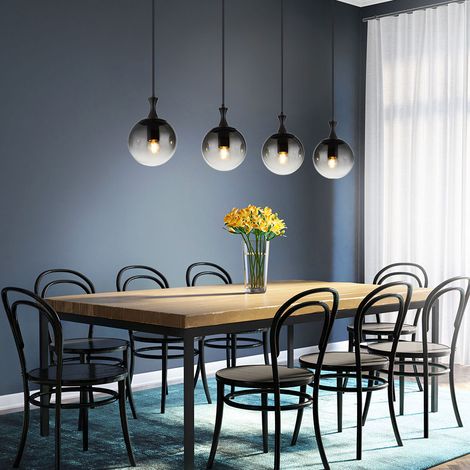Lampe suspendue lampe de table à manger suspension boule de verre fumée lampe de salon H 130 cm