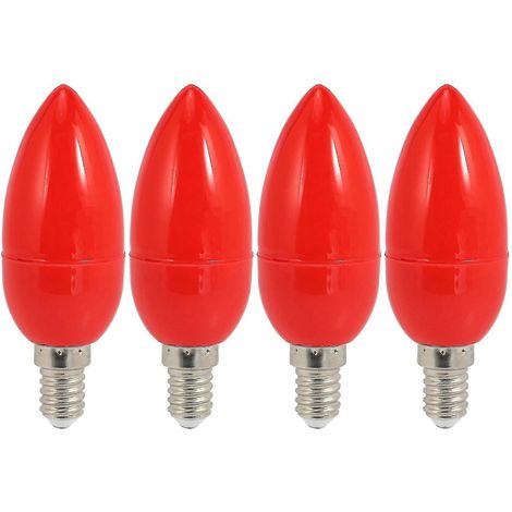 Juego de 4 bombillas LED rojas E14 para velas, iluminación decorativa de bajo consumo para lámparas religiosas y festivas. (1/5)