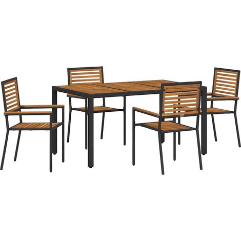 Maison Exclusive - Conjunto de Comedor de Jardín 5 uds. Negro y M (1/5)