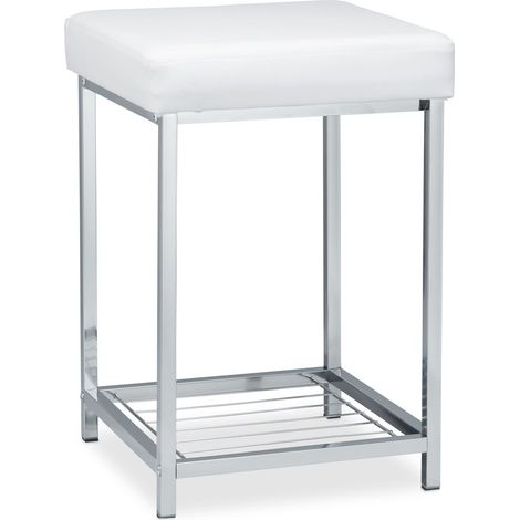 Pratico sgabello imbottito 47 x 33 x 33 cm ideale come poggiapiedi design moderno in ecopelle bianca 130004411