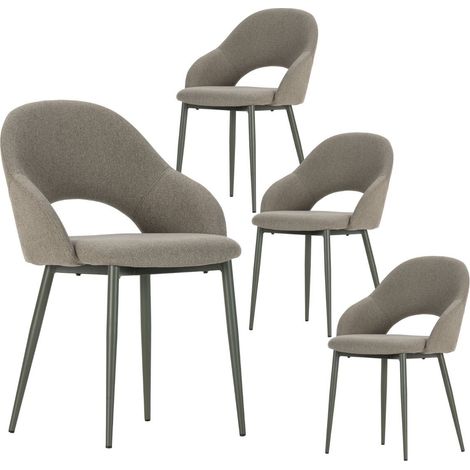 Lot de 4 chaises enveloppantes en tissu maille et pieds métal vert - LAYANI (1/5)