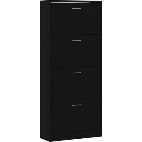 Zapatero zapatero mueble de almacenaje entrada pasillo salón 63 x 24 x 147 cm madera contrachapada negra 020022009 (1/5)