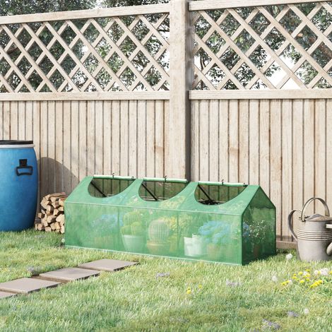Mini-Gewächshaus mit 3 aufrollbaren Fenstern, hochdichter PE-Folie (140 g/m²), 180 x 60 x 60 cm, dunkelgrün