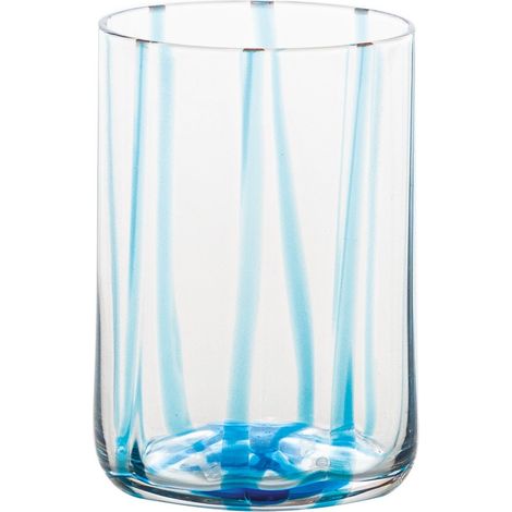 Zafferano Lot De 6 Verres Tumbler Tirache En Verre Soufflé À La Bouche Couleur Aquamarine, Design Élégant Avec Des Lignes Travaillées À La Main (1/3)