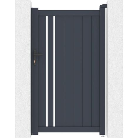 Cancelletto battente in alluminio semi-traforato L104 x H180 cm antracite - TOROMA (1/5)