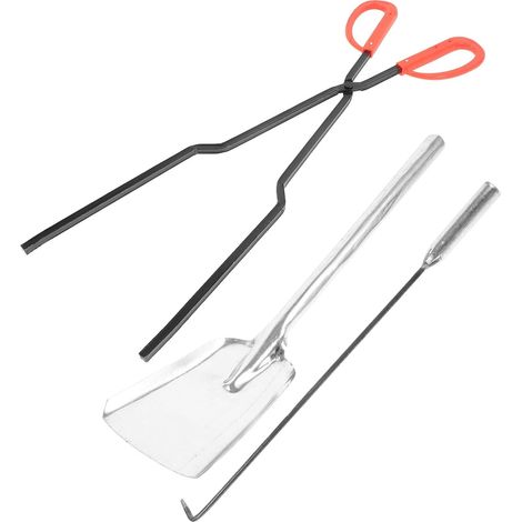 Ensemble D'outils pour Cheminée en Fer Épais Comprenant Pelle à Charbon et Pinces à Tisonnier Poignée Confortable pour Ramasser Cendres et Charbon (1/5)