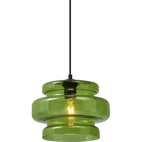 Retro Pendant Lamp Black with Green Glass - Denise