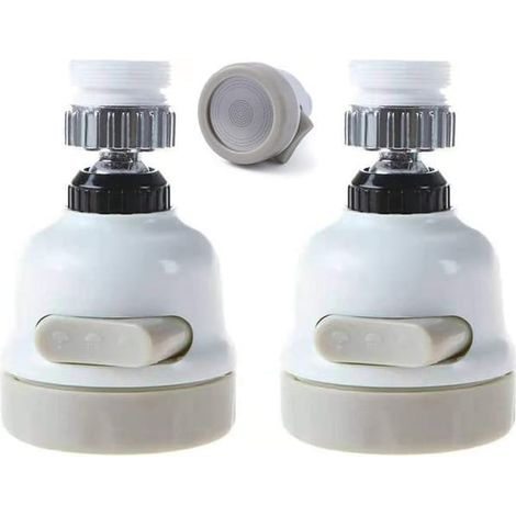 Aérateur de robinet, rotatif à 360°, anti-éclaboussures, 3 vitesses, réglable, adaptateur pour buse de robinet (lot de 2, blanc) (1/5)