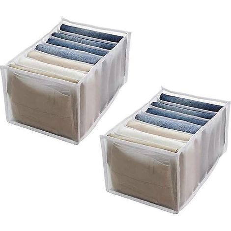 Organisateur de vêtements lavable à 7 compartiments, boîte de rangement pour jeans, tiroir de placard pliable ou (1/4)