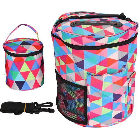 2Pcs Sac de Rangement 600D Oxford Tissu Imprimé MultiPoches Poignée Main Forme Cylindre Paquet (Triangle) (1/5)