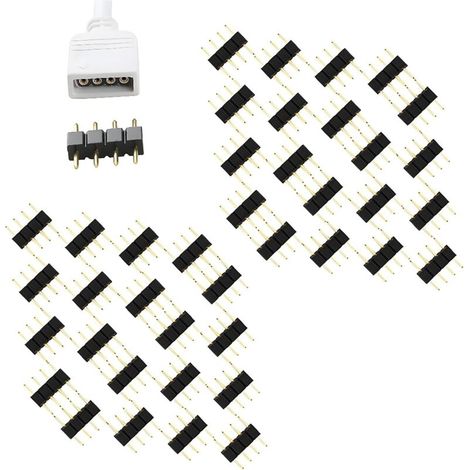40 Stück LED 4-poliger Stecker auf Stecker für SMD 10mm 5050 3528 2835 RGB LED-Streifen (schwarz)