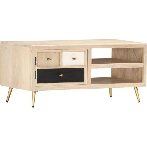 Tavolino da Salotto 90x45x40 cm in Legno Massello di Mango vidaXL (1/5)