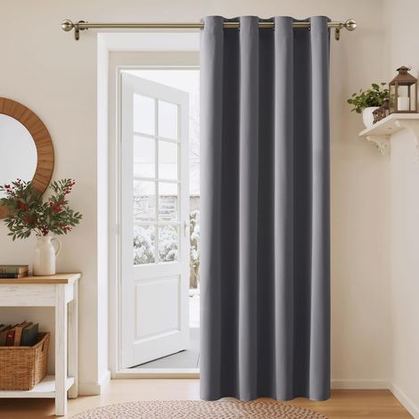 Rideaux Salon Occultant - 1 Pièce de Thermique Unicolore Draperies à Oeillets Lumineux Bloquer Anti-Bruit pour des Maison Chambre, 140 cm Largeur sur 200 Hauteur, Gris