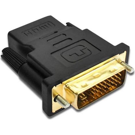 1 Adaptateur DVI-I vers HDMI, Métal, Conversion 1080P, Connecteur Doré, Pour Écran Et Projecteur (1/5)