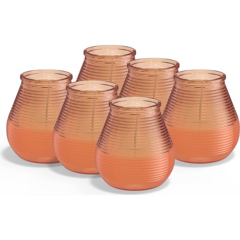 Citronnelle - Bougie de patio - Extérieur - Parfumée - Corail - 40 heures de combustion - Lot de 6, Orange (1/5)