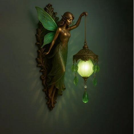 Applique murale féerique, applique murale mythique, avec cristal dépoli, veilleuse thématique, lumière chaude, idéale pour les restaurants.