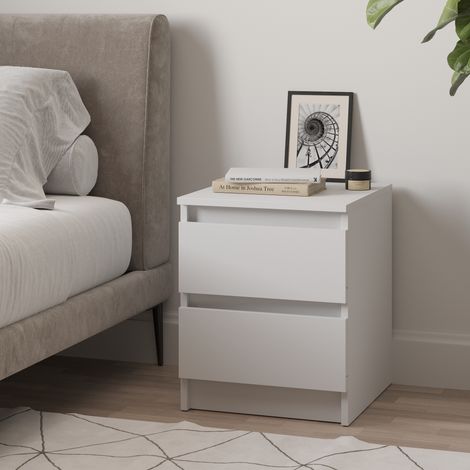 Buffet SOLA - Blanc - 2 Tiroirs - Largeur 40 cm, Hauteur 50 cm, Profondeur 43 cm (1/5)