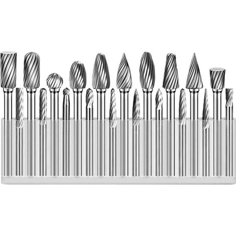 Lime rotative en carbure de tungstène, tête de coupe 1/8 et 1/4 (lime rotative, coupe unique, lot de 20) (1/5)