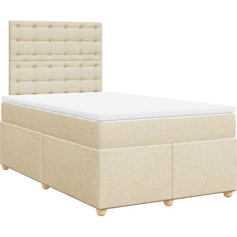 Maison Exclusive - Sommier à lattes de lit avec matelas crème 120x190 cm tissu (1/5)