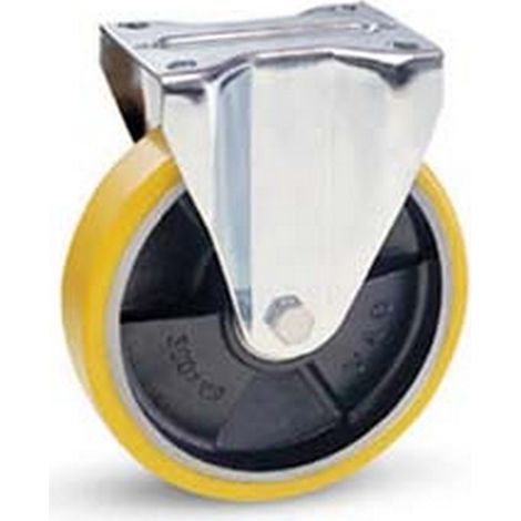 1PZ RUOTE INDUSTRIALI IN POLIURETANO CON PIASTRA FISSA "22A" - mm.200x45 piastra mm.140x110 - 235h. p. Kg.300