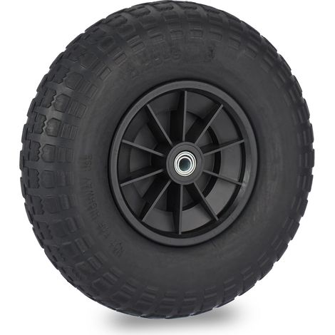 Roue de brouette 4.00-6, caoutchouc, jante en plastique, rechange pour chariot, robuste, jusqu’à 100 kg, noir (1/5)