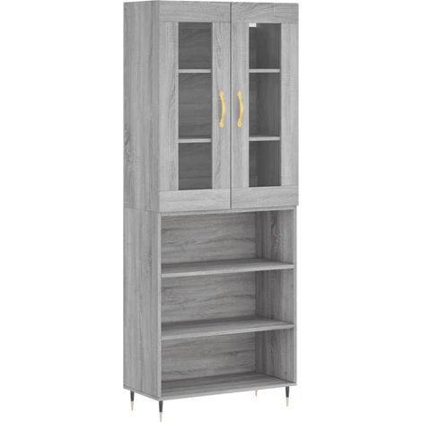 Maison Exclusive - Credenza Grigio Sonoma 69,5x34x180 cm in Legno Multistrato